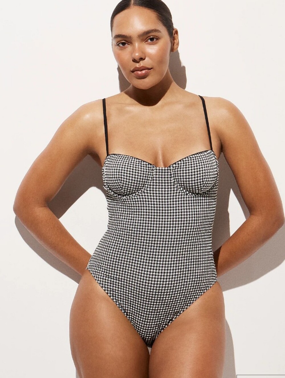 J Crew Balconette underwire one-piece in gingham CS528 Size 4
